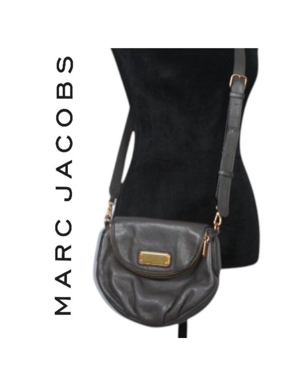 Marc Jacobs Black Leather Crossbody with Gold Hardware